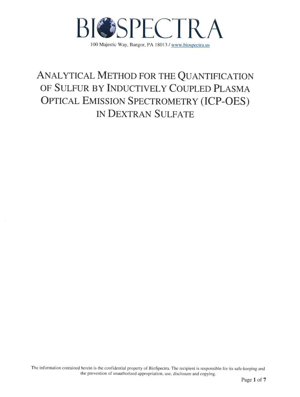 Sulfur via ICP OES Dextran Sulfate