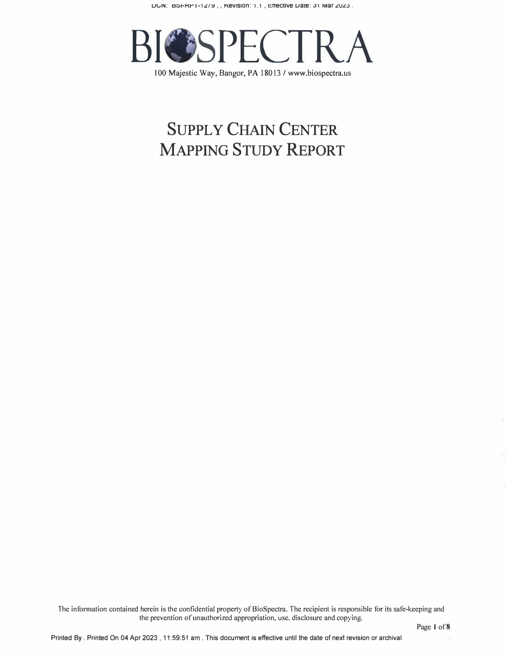 Supply Chain Center Mapping Study Report