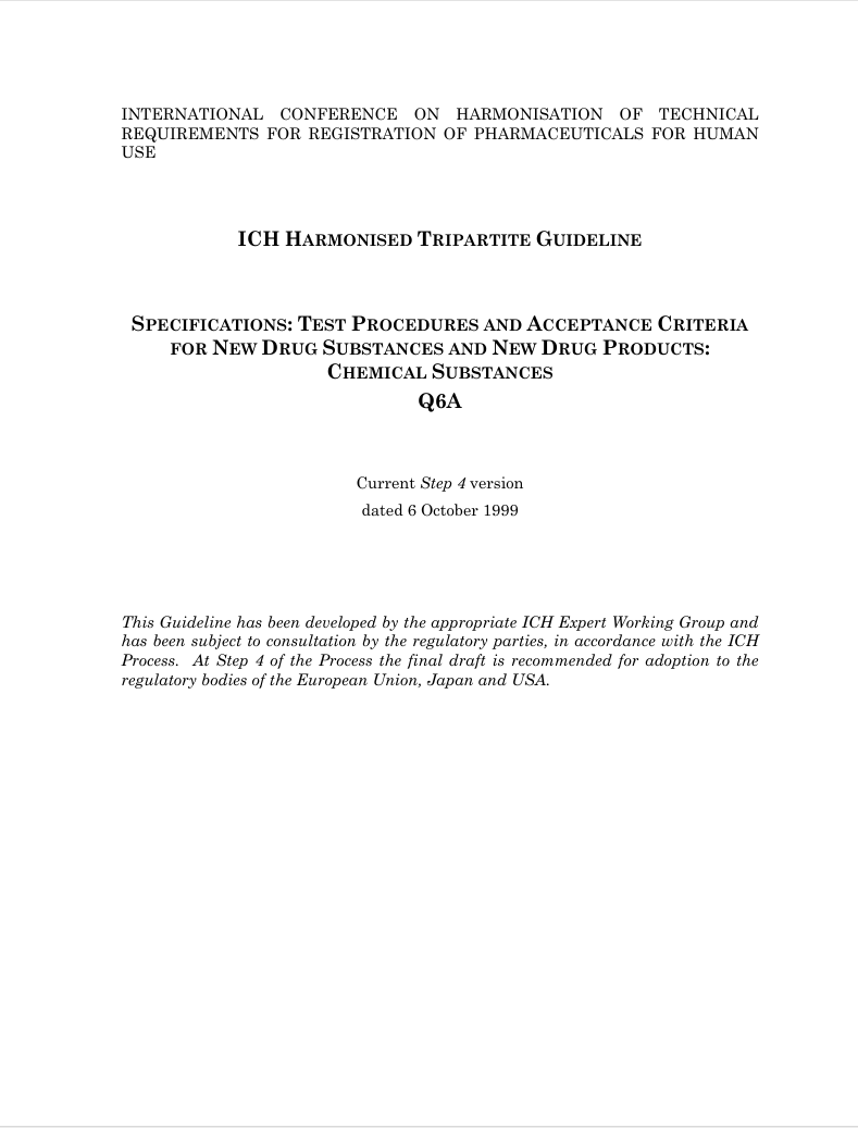 Q6A Test Procedures and Acceptance Criteria